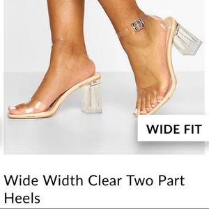 Wide Width Clear Criss Cross heel